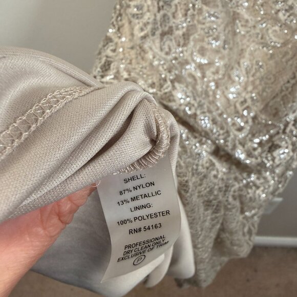 Calvin Klein Sequin One Shoulder Dress Size 6 Beige Silver Party Holiday Event - Picture 10 of 10
